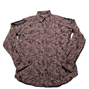 Men's Y2K button up shirt medium Vintage J. Ferrar‎ Red & Black Paisley striped